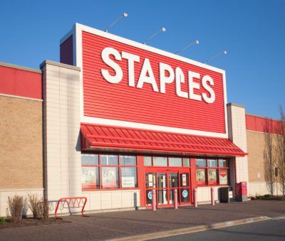 DARTMOUTH CANADA - MAY 21 2015: Staples is an office supply retail outlet with over 2000 stores in 26 countries.